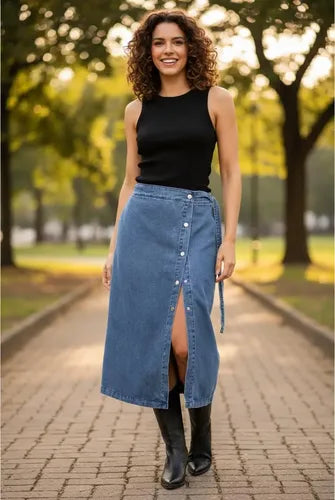 Pollera De Jean Talle Amplio