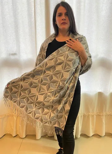 Pashmina Chalina Ruana Lanilla Rombos Importada