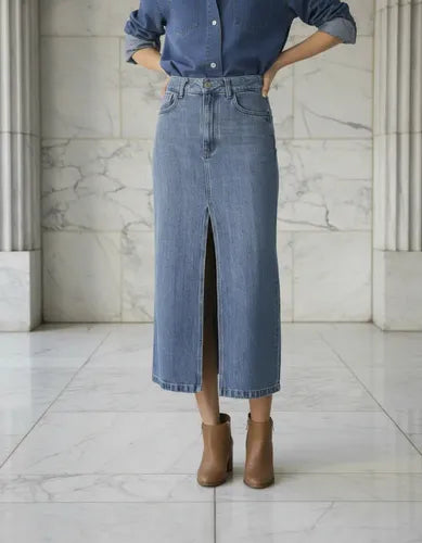 Pollera De Jean Larga Denim