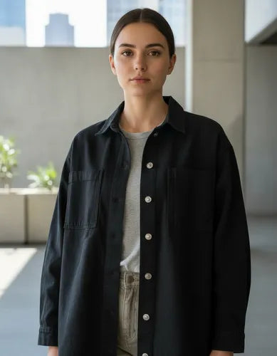 Campera De Gabardina Camisaco Modelo Grande Negro L Lisa