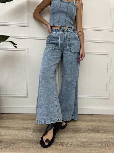 Pantalón Jean Oxford Denim Celeste Liso Xl