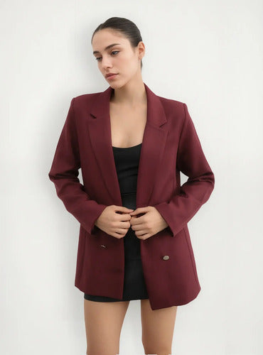Saco Blazer Abierto Sastrero Con Botones Peltres Y Hombreras