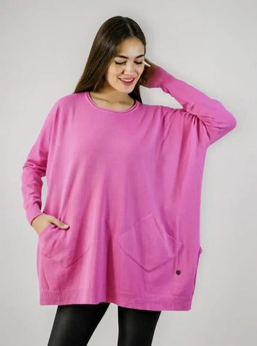 Sweater Bremer Amplio Oversize Hasta Xxl Importado Fucsia Liso Único