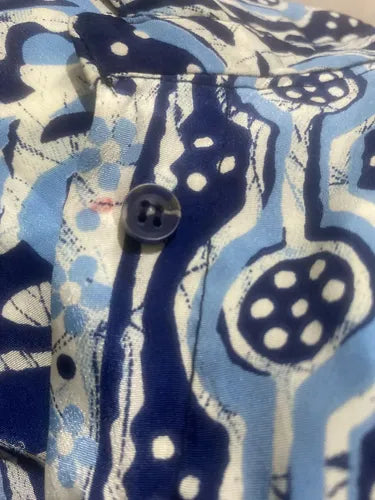 Vestido De Seda Hindú Amplio Mod. 49 Nuevo 2da Selección Azul Estampado Único