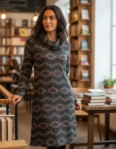 Vestido De Lanilla Estampado Multicolor Estampado M