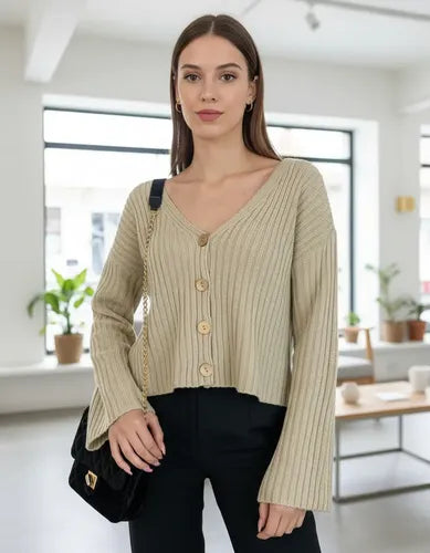 Cárdigan Saco Saquito Oxford Beige Liso Unico