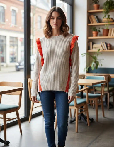 Sweater Con Volados Y Cierres