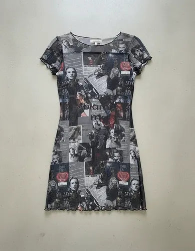 Vestido Al Cuero Microtul Taylor Swift Multicolor Estampado M