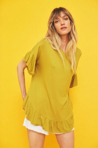 Remera Modal  Amplia Talle Grande Rojo Liso Único Lisa