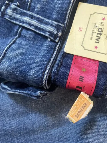 Jean Denim Chupín Importado Azul Liso 26