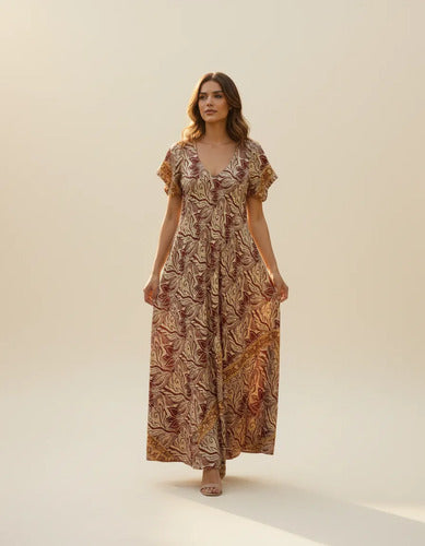Vestido Largo Seda Boho Importado India Tipo Holi Rapsodia