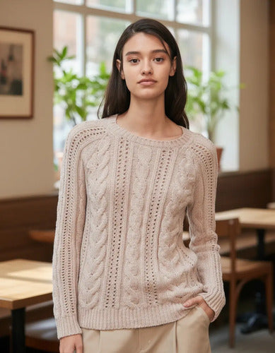 Sweater Chenille Tejido Ochos Calidad! Beige Ochos Único