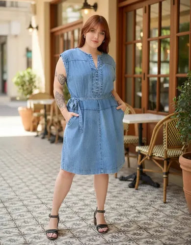 Vestido Jean Nevado Denim Talle Grande Talle Especial