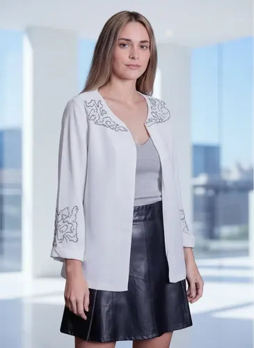 Saco Capa Chaqueta Kimono Noche Fiesta Plata E/gratis!