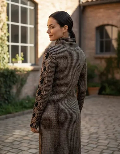 Vestido De Lanilla Estampado Marrón Estampado M