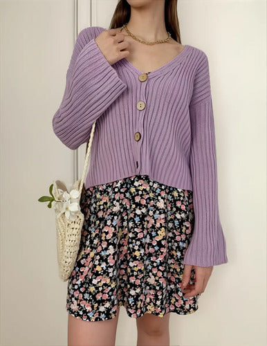 Cárdigan Saco Saquito Oxford Beige Liso Unico