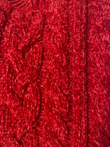 Sweater Chenille Tejido Ochos Rojo Ochos Único