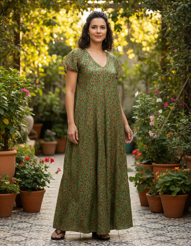 Vestido Largo Seda Boho Importado India Tipo Holi Rapsodia