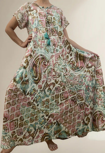 Vestido India Importado Seda Hindú Talle Grande Xxxl Fiesta