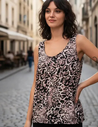 Blusa Musculosa De Diseño Estampada Fiesta Noche