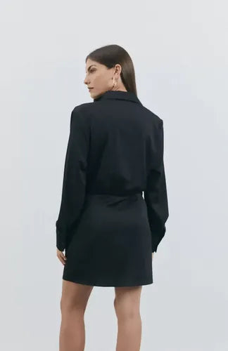 Vestido Corto De Seda Manga Larga De Fiesta Noche