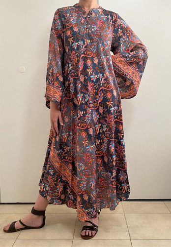 Vestido Mangas Oxford Importado Seda Hindú