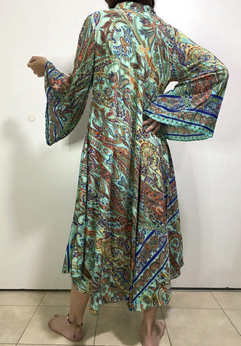 Vestido Mangas Oxford Importado Seda Hindú