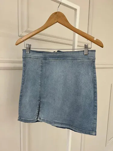 Falda Mini Pollera Denim Elastizada