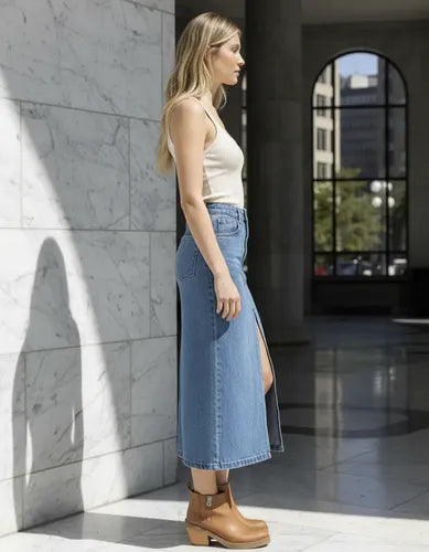 Pollera De Jean Larga Denim