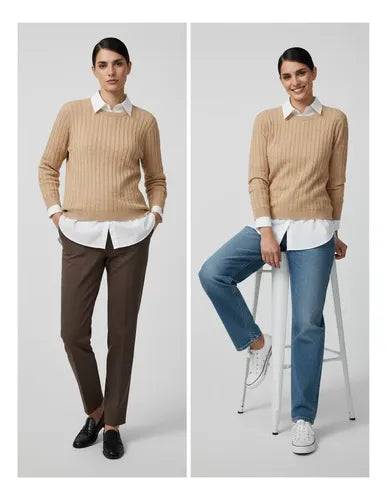 Sweater Pullover Trenzado Básico