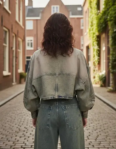 Campera De Jean Corta Modelo Amplio Oversize