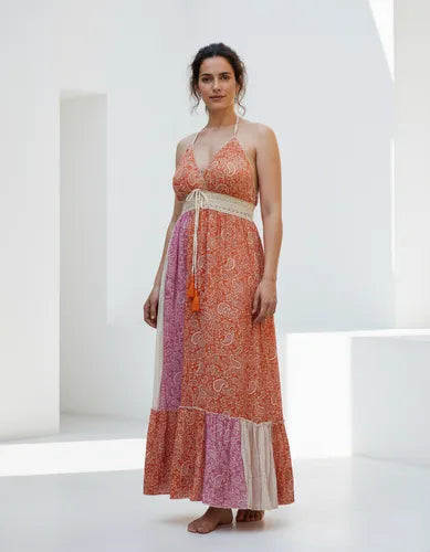 Vestido Sin Mangas Largo De India Con Lurex