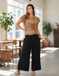 Pantalón Palazzo De Rayón Talle Grande Negro Liso Xxl