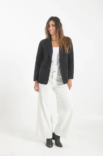 Blazer Saco De Jean Negro Negro M Liso