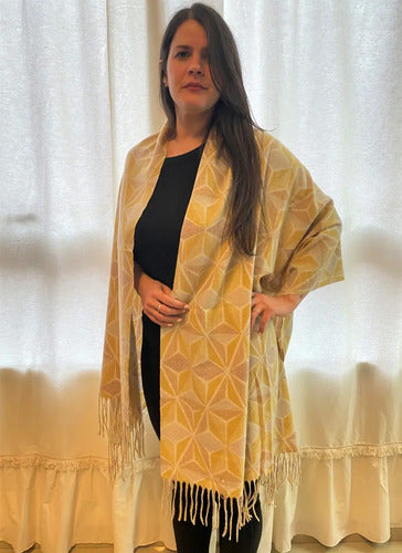 Pashmina Chalina Ruana Lanilla Rombos Importada