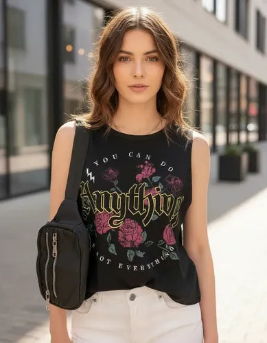 Remera Musculosa Anything Negro Unico