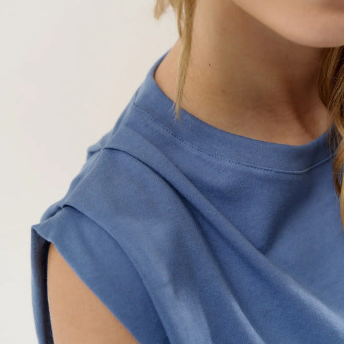 Vestido De Jersey  Sin Mangas Gris Melange Lisa Único