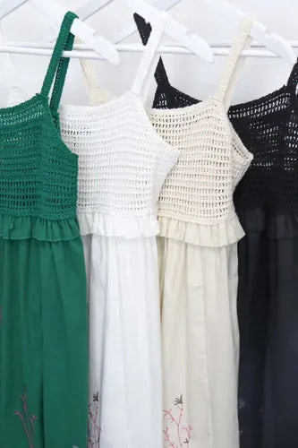 Vestido Crochet Bordado Importado Boho