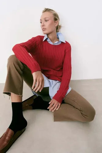 Sweater Pullover Trenzado Básico