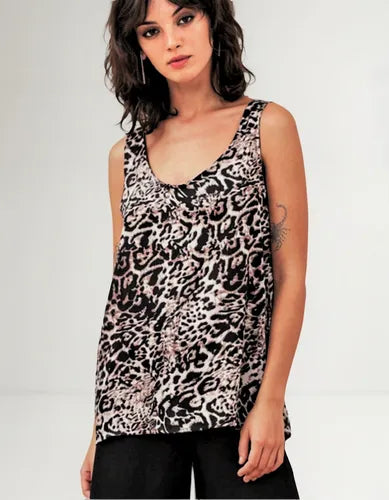 Blusa Musculosa De Diseño Estampada Fiesta Noche