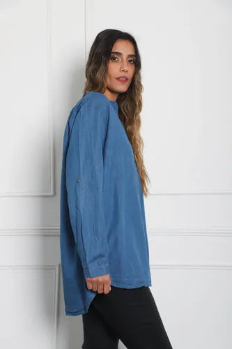 Camisa De Jean Bordada Importada Amplia