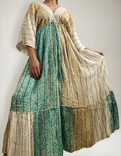 Vestido Largo De India Con Lurex
