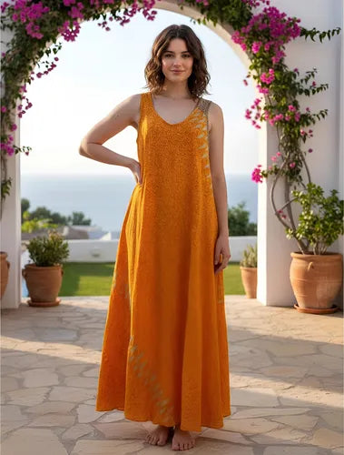 Vestido Solero Seda Hindu  Modelo Amplio