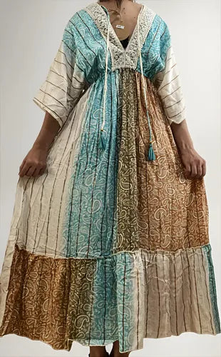 Vestido Largo De India Con Lurex