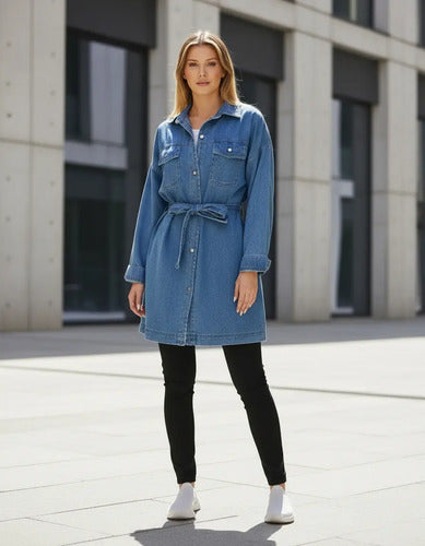 Saco De Jean Chaqueta Campera Cazadora Denim Celeste 3 Liso