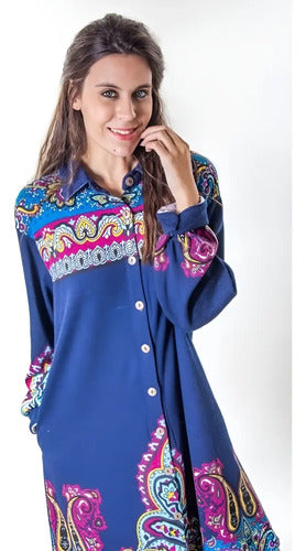 Camisa Vestido Largo Lanilla Importado Mandalas Estilo Boho