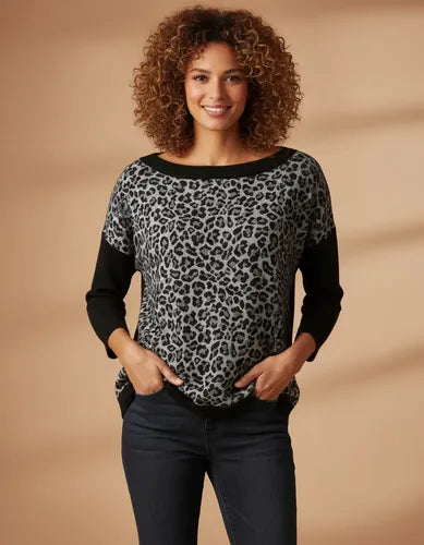 Sweater Con Lurex Animal Print Talle M Ag Store Negro Animal Print M