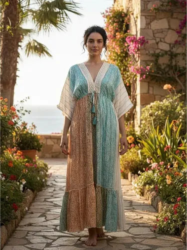 Vestido Largo De India Con Lurex