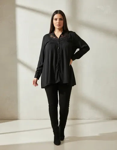 Camisa  Blusa Importada Fibrana  (258) Negro Liso M