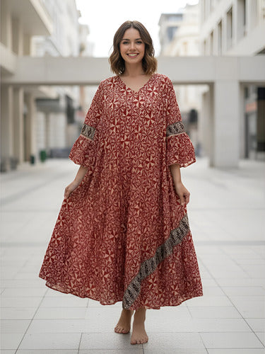 Vestido De India De Algodón Modelo Grande Hasta  Xxxl